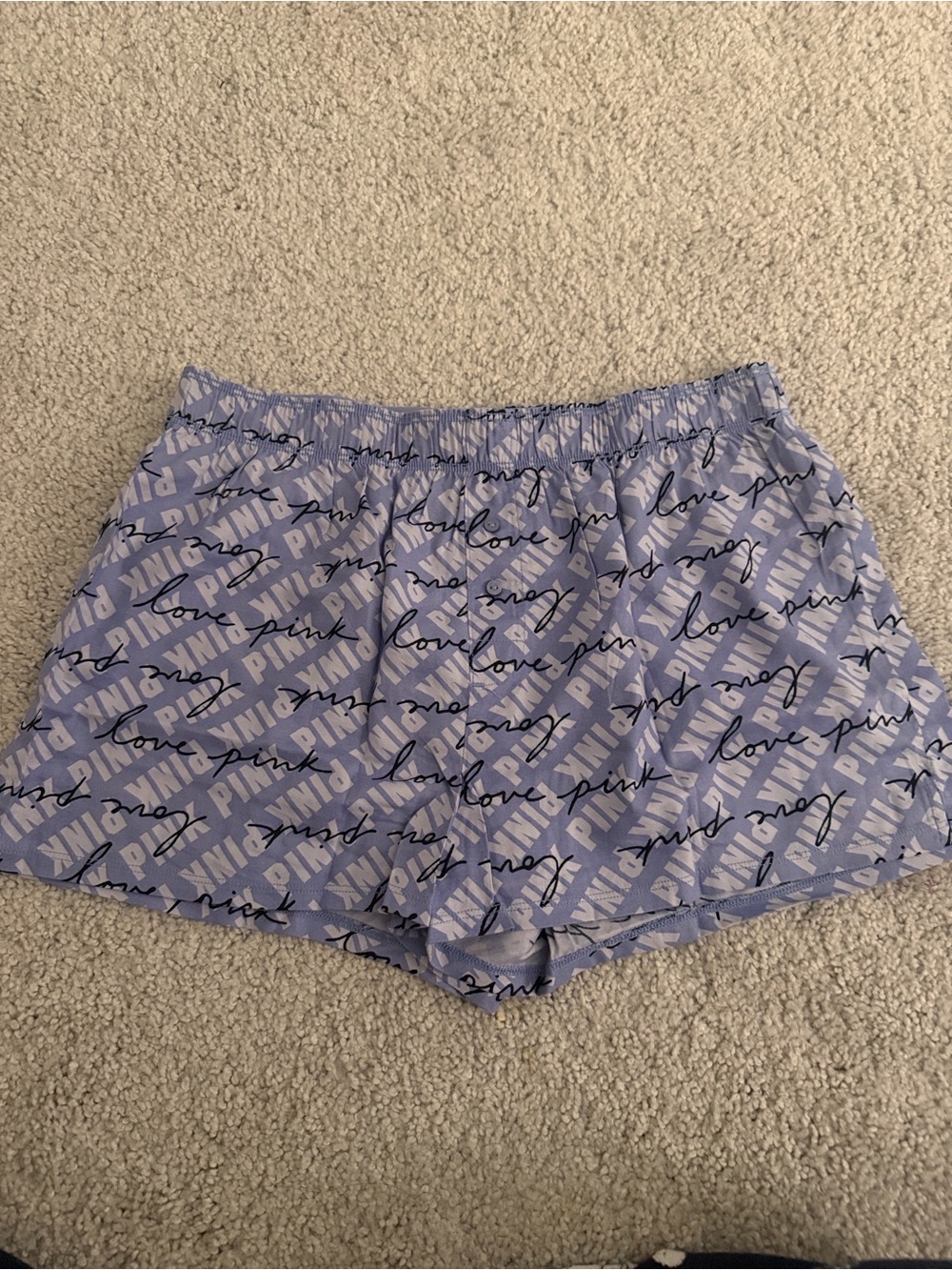 PINK Victoria's Secret Lavender Script Logo Athletic Shorts